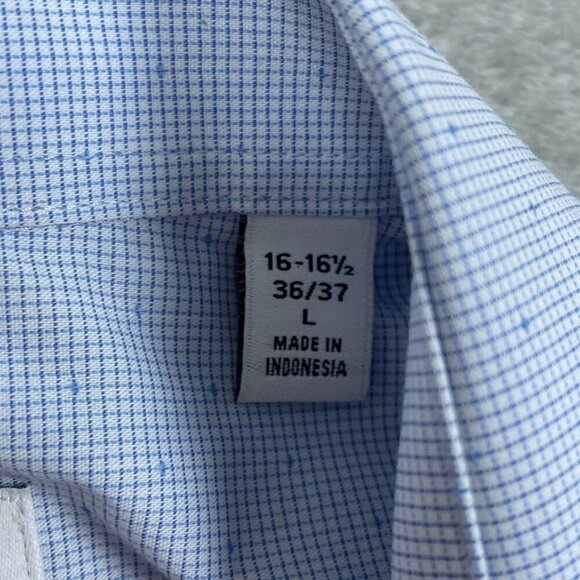 Calvin Klein Mens Wrinkle Free Dress Shirt Regular Fit Size L Blue Stretch A0652 - Picture 3 of 8